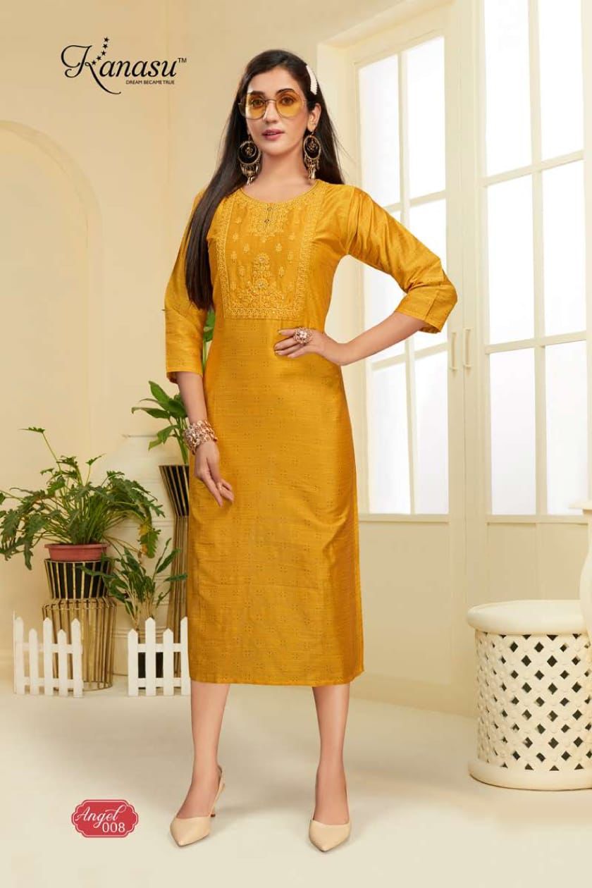 Kanasu Angel Fancy Casual Wear Heavy Slub Designer Kurti Collection